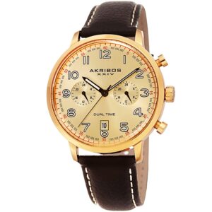 Akribos Xxiv Dual Time Men's Watch AK1023YGBR